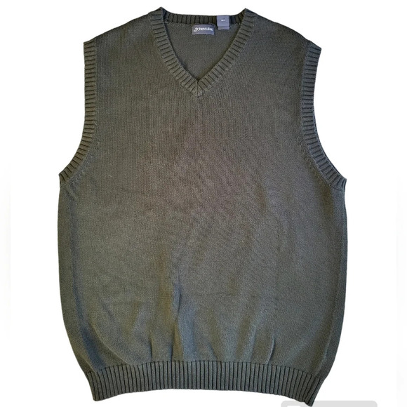 St. John's Bay Green Knit Grandpa Sweater Vest - Picture 1 of 9